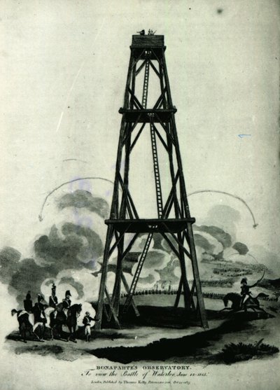 Napoleon in zijn observatorium, kijkend naar de aanval van zijn Keizerlijke Garde, Waterloo, 18 juni 1815 door English School